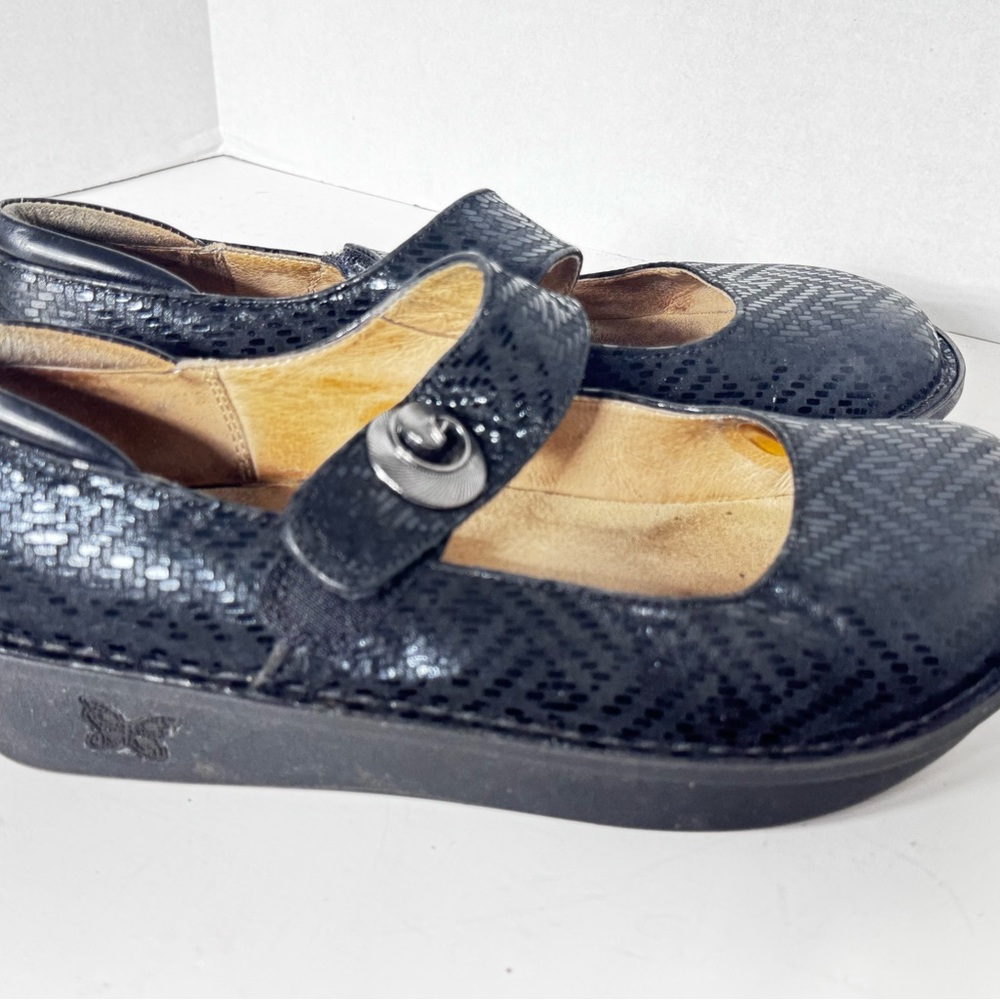Alegria Paloma Leather Mary Jane Clogs Womens 8/8.5 EU 38 Black Hook and Loop - Picture 2 of 9